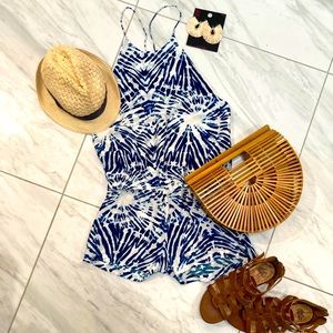 MIKOH navy blue tie-dye romper